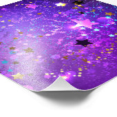 Paarse folieachtergrond met sterren foto afdruk (Hoek)