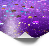 Paarse folieachtergrond met sterren foto afdruk (Hoek)
