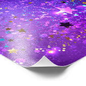 Paarse folieachtergrond met sterren foto afdruk (Hoek)