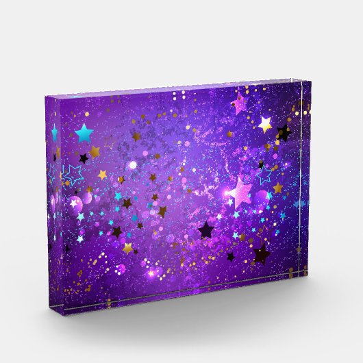 Paarse folieachtergrond met sterren fotoblokken (Links)