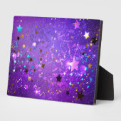 Paarse folieachtergrond met sterren fotoplaat (Zijkant)