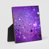 Paarse folieachtergrond met sterren fotoplaat (Voorkant)