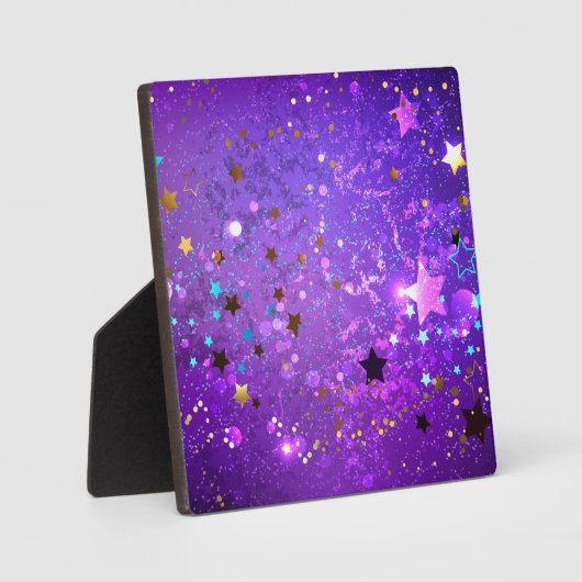 Paarse folieachtergrond met sterren fotoplaat (Voorkant)