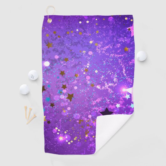 Paarse folieachtergrond met sterren golfhanddoek (Insitu)