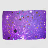 Paarse folieachtergrond met sterren golfhanddoek (Horizontaal)