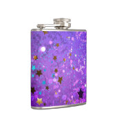 Paarse folieachtergrond met sterren heupfles (Rechts)