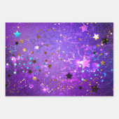 Paarse folieachtergrond met sterren inpakpapier vel (Voorkant)