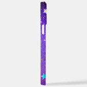 Paarse folieachtergrond met sterren iPhone hoesje (Rechterkant)