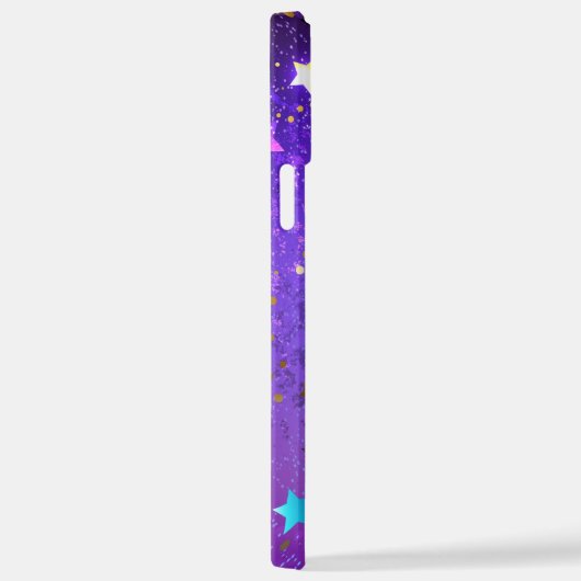 Paarse folieachtergrond met sterren iPhone hoesje (Rechterkant)