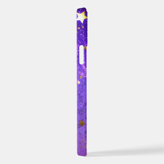 Paarse folieachtergrond met sterren iPhone hoesje (Rechterkant)