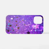 Paarse folieachtergrond met sterren iPhone hoesje (Achterkant horizontaal)