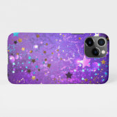 Paarse folieachtergrond met sterren iPhone hoesje (Achterkant horizontaal)