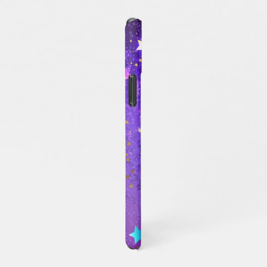 Paarse folieachtergrond met sterren iPhone hoesje (Rechterkant)