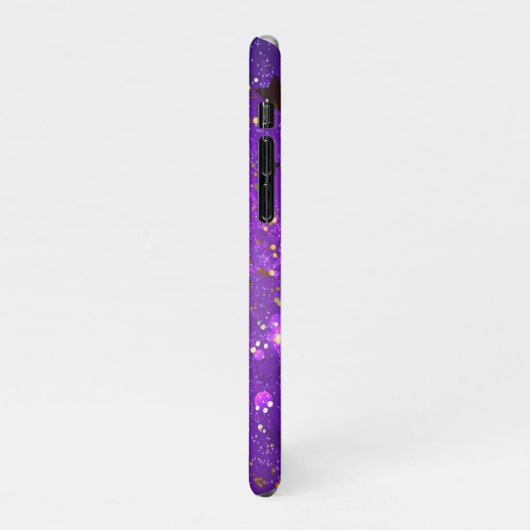 Paarse folieachtergrond met sterren iPhone hoesje (Linkerkant)
