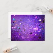 Paarse folieachtergrond met sterren kaart (Voorkant / Achterkant in situ)