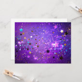 Paarse folieachtergrond met sterren kaart (Voorkant / Achterkant in situ)