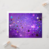 Paarse folieachtergrond met sterren kaart (Voorkant / Achterkant in situ)