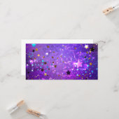 Paarse folieachtergrond met sterren kaart (Voorkant / Achterkant in situ)