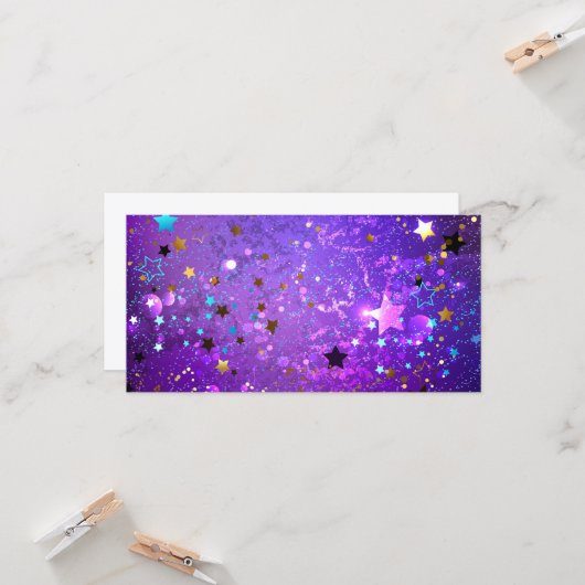 Paarse folieachtergrond met sterren kaart (Voorkant / Achterkant in situ)