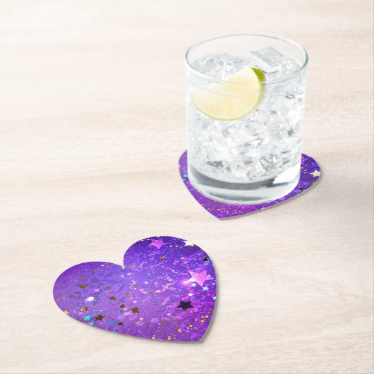 Paarse folieachtergrond met sterren kartonnen onderzetters (Insitu)