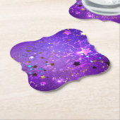 Paarse folieachtergrond met sterren kartonnen onderzetters (Gekanteld)