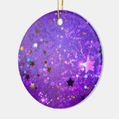 Paarse folieachtergrond met sterren keramisch ornament (Links)