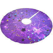 Paarse folieachtergrond met sterren kerstboom rok (Gekanteld)