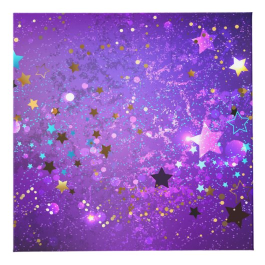 Paarse folieachtergrond met sterren kubus (Rechts)