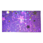 Paarse folieachtergrond met sterren kussensloop (Achterkant)