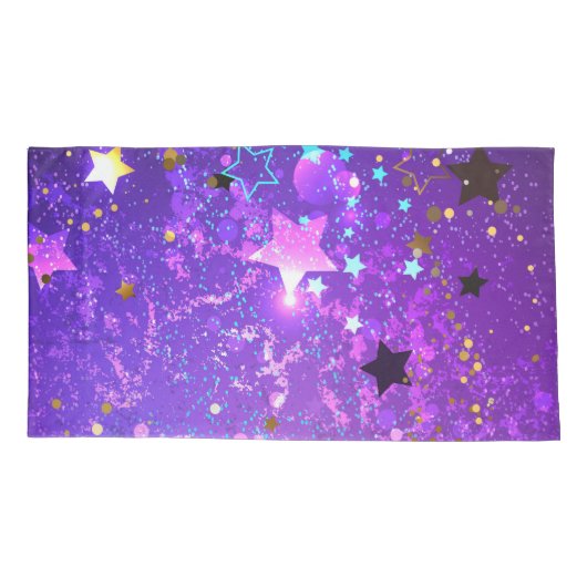 Paarse folieachtergrond met sterren kussensloop (Achterkant)