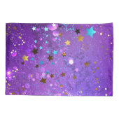 Paarse folieachtergrond met sterren kussensloop (Achterkant)
