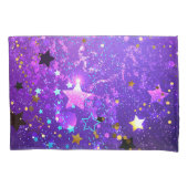 Paarse folieachtergrond met sterren kussensloop (Voorkant)