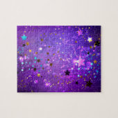 Paarse folieachtergrond met sterren legpuzzel (Horizontaal)