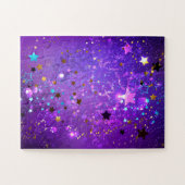 Paarse folieachtergrond met sterren legpuzzel (Horizontaal)
