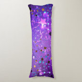 Paarse folieachtergrond met sterren lichaamskussen (Voorkant Verticaal)