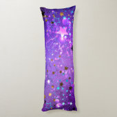Paarse folieachtergrond met sterren lichaamskussen (Achterkant (Verticaal))