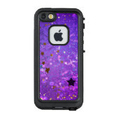 Paarse folieachtergrond met sterren LifeProof iPhone hoesje (Achterkant)