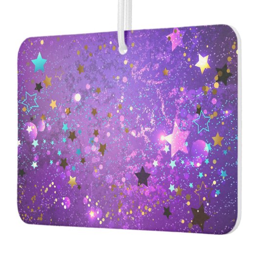 Paarse folieachtergrond met sterren luchtverfrisser (Links)