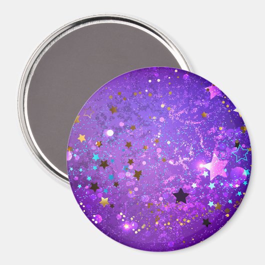 Paarse folieachtergrond met sterren magneet (Voorkant / Achterkant)