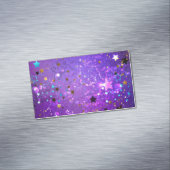Paarse folieachtergrond met sterren magnetisch visitekaartje (Voorbeeld)