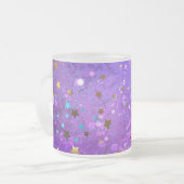 Paarse folieachtergrond met sterren matglas koffiemok (Voorkant links)