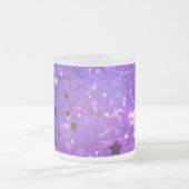 Paarse folieachtergrond met sterren matglas koffiemok (Center)