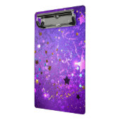 Paarse folieachtergrond met sterren mini klembord (Angled2)