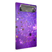 Paarse folieachtergrond met sterren mini klembord (Schuin)