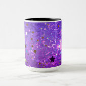 Paarse folieachtergrond met sterren mok (Midden)