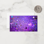 Paarse folieachtergrond met sterren notitiekaartje (Voorkant / Achterkant in situ)