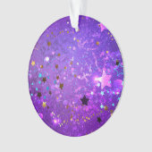 Paarse folieachtergrond met sterren ornament (voorkant)