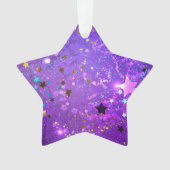 Paarse folieachtergrond met sterren ornament (voorkant)