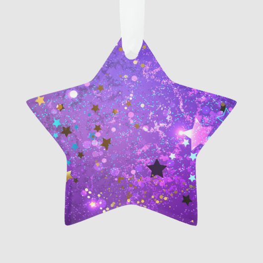 Paarse folieachtergrond met sterren ornament (voorkant)