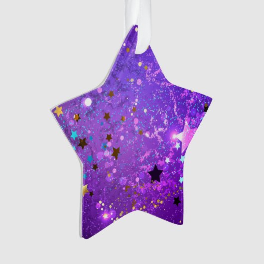 Paarse folieachtergrond met sterren ornament (voorkant)